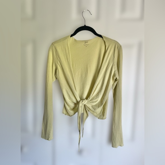 J. Jill Pima Cotton Featherweight Front Tie Wrap Crop Top in Light Green size XS - Picture 2 of 5